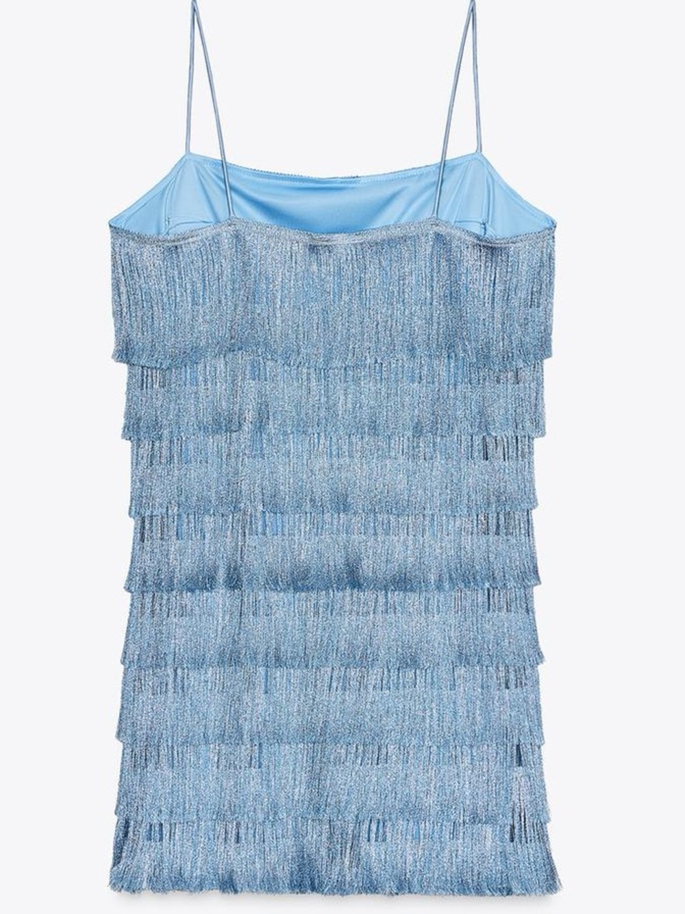 ZARA Layered Blue Fringe Short Dress. NWT - Picture 7 of 15